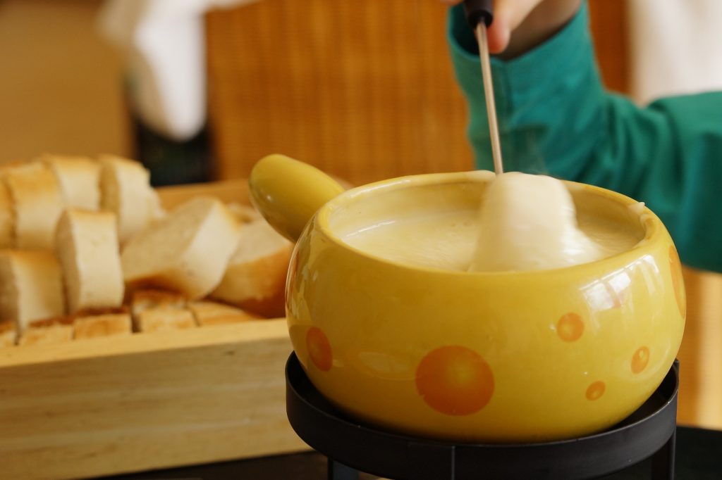 Käsefondue mit Gabel