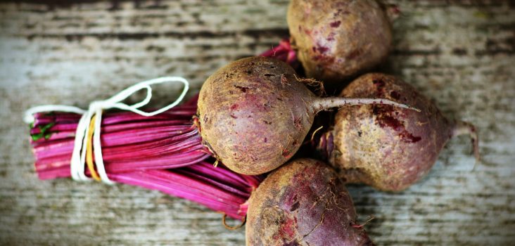 Bund rote Rüben auf Holz